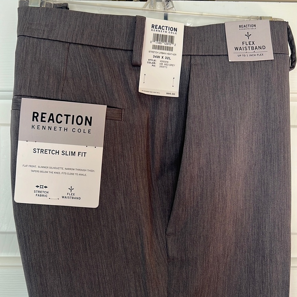 Kenneth Cole Reaction Grey Slacks 34w 32l